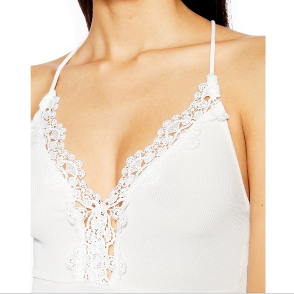 Topshop lace trim strap ribbed bodysuit - Picture 2 of 7